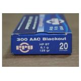 20 PPU .300 AAC Blackout 125 Gr HP BT Ammo