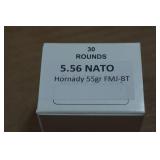 30 5.56 NATO 55 Gr Hornady FMJ-BT Ammo