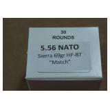 30 5.56 NATO 69 Gr Sierra HP BT Match Ammo