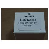 30 5.56 NATO 69 Gr Sierra HP BT Match Ammo
