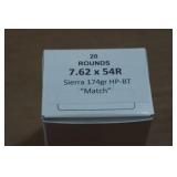 20 7.62 x 54R 174 Gr Sierra HP BT Match Ammo