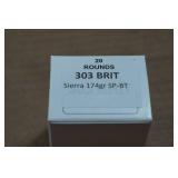 20 .303 British 174 Gr Sierra SP BT Ammo