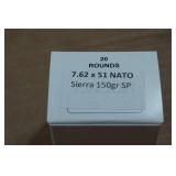 20 7.62 x 51 (.308 Win) 150 Gr Sierra SP Ammo