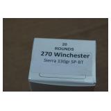 20 .270 Win 130 Gr Sierra SP BT Ammo
