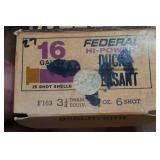 27 Federal Duck and Pheasant 16 Gauge 2-3/4" 6 Shot Shotshells