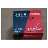 20 Federal .410 Bore 2-1/2" 6 Shot Shotshells