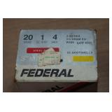 25 Federal 20 Gauge 3" Magnum Steel 4 Shot Shotshells