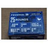 25 Federal Game Load .410 Bore 3" 6 Shot Shotshells