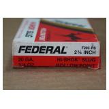 5 Federal Hi-Shok 20 Gauge 2-3/4" HP Slugs