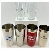 Branded Stainless Steel Tumblers & Glasses- 3 sets of each - NIB
