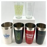 Barware Set - Stainless Shakers plus Glasses - 3 sets of each - NIB