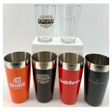 Branded Drinkware Sets - Stainless Steel Tumblers &  Clear Glasses- 3 sets of each - NIB