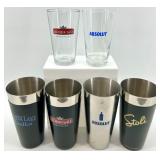 Stainless Shakers - Sobieski, Absolut, Stolichnaya & Water Lake - 3 sets of each - NIB