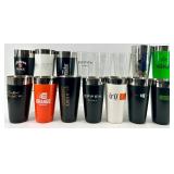 12 Logo Stainless Steel Tumblers & 3 Branded Glasses- NIB