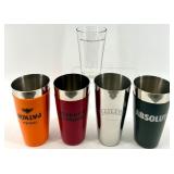 Branded Stainless Shaker Sets: Logo Tumblers + Tall Glass, 3 sets of each - NIB