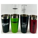 Branded Stainless Steel Tumbler Set & Glasses - 3 sets of each - NIB