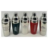 Cocktail Shaker Set - Stainless Steel Bar Shakers with Brand Logos - 3 sets of each - NIB