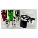 Barware Lot - Campari Tumbler, DeKuyper Tumbler, Celebrity X Shaker, and Flask - 2 of each - New