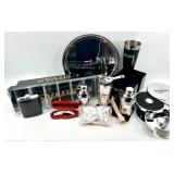 Barware & Accessories Lot - Tray, Shakers, Tin & Boxed Items- 2 of each - New