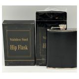 Barware Lot: Co-Rect Deluxe Stainless Steel 3-Piece Cocktail Shaker & Branded Hip Flasks and Other Bar Items