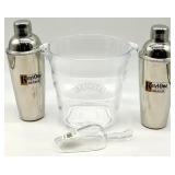 Grey Goose Ice Bucket & Stainless Steel Hip Flasks & Buchanan