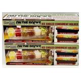 Two Co-Rect On The Rocks Ice Cooled Condiment Holders and Azteca de Oro Ice Bucket and Mixed Barware