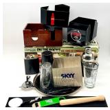 Barware Lot - Skyy Vodka Canister & On The Rocks Condiment Holder and other great bar items!!