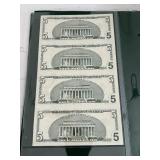 2003 Uncut Sheet $5 Dollar Federal Reserve Notes