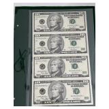 2003 Uncut Sheet $10 Dollar Federal Reserve Star Notes LOW Serial Numbers