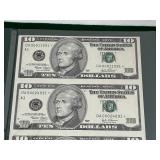 2003 Uncut Sheet $10 Dollar Federal Reserve Star Notes LOW Serial Numbers