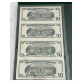 2003 Uncut Sheet $10 Dollar Federal Reserve Star Notes LOW Serial Numbers