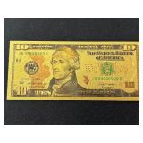 24K Gold Foil $10 Dollar Note