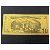 24K Gold Foil $10 Dollar Note