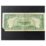 1934 D Blue Seal $5 Dollar Silver Certificate