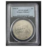 1994-W Women in the Military Silver Dollar PCGS MS69