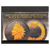 1906 Indian Head Cent 24K Gold Black Ruthenium Edition