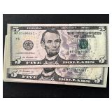 40 Uncirculated Consecutive $5 Dollar Star Notes