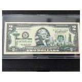 2003 A Green Seal $2 Dollar WashingtonFederal Reserve Note
