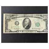 1950 B Green Seal $10 Dollar Federal Reserve Note
