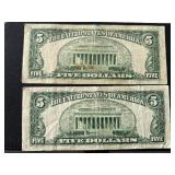 1950 B Green Seal $5 Dollar Federal Reserve Notes