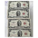 1953 Red Seal $2 Dollar Notes