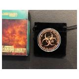 1 Ounce .999 Fine Copper Round Zombucks