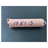 1951-S Lincoln Wheat Cent Roll