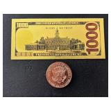24K Gold Trump $1000 Dollar Note and Copper Round
