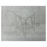 End Table - White Painted Wood with Slatted Lower Shelf