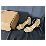 Sandals - Sunny Feet Ankle-Strap Block Heel Beige