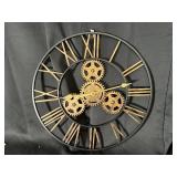Wall Clock - Gear Design with Roman Numerals