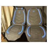 Front Seat Covers - Black/Gray with Blue Chevron Accents