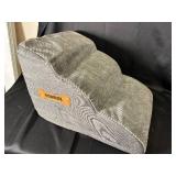 Pet Bed - Gray Plush Bolster with Bone Logo Tag