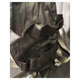 Donut-shaped padded cushion - gray fabric & orange strap